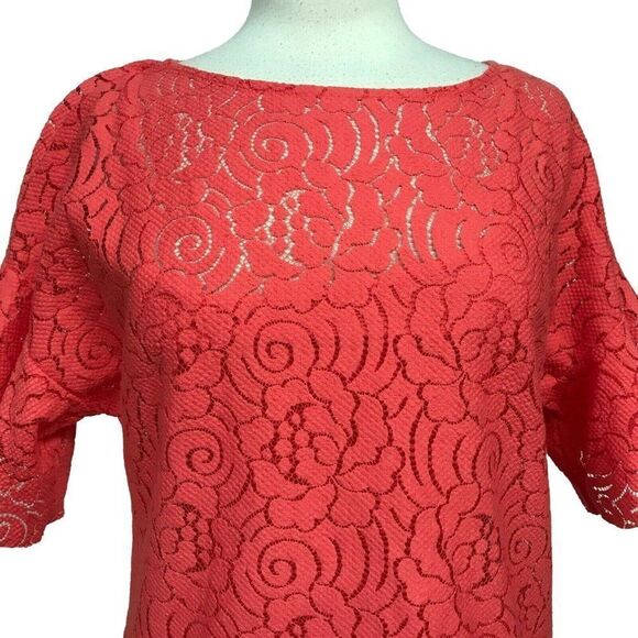 Banana Republic Womens Orange Floral Lace Flutter Sleeve Top w Cami  Sz XS NEW - Picture 3 of 7